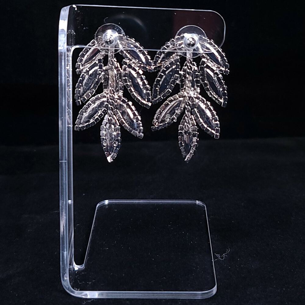 Clear Rhinestone 2" Drop Dangle Earrings New With Tags Anna & Ava Marquis - Picture 5 of 6